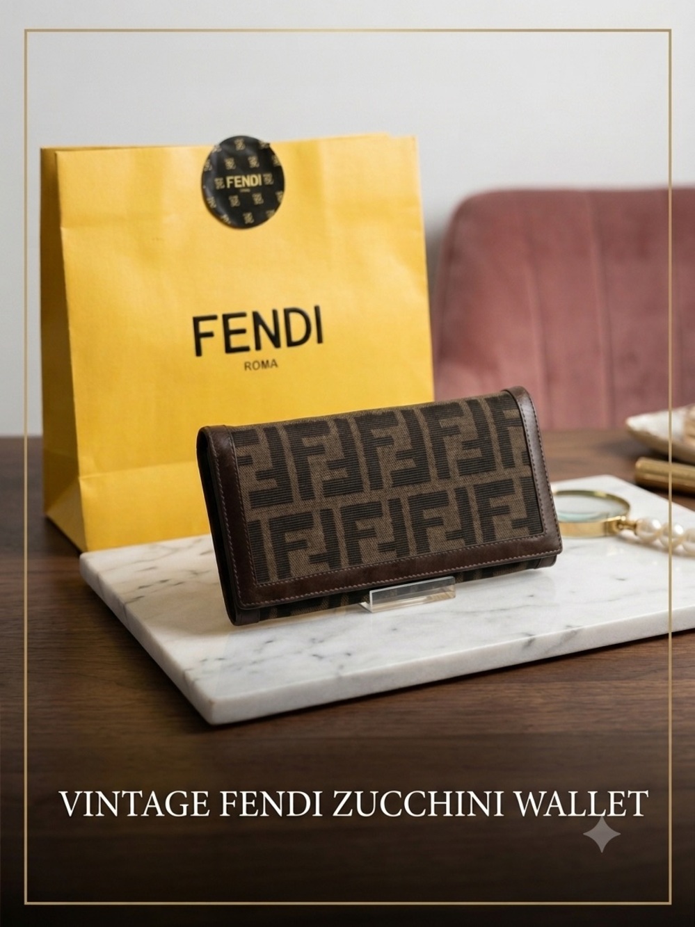 Fendi Brown Zucca Monogram Continental Wallet